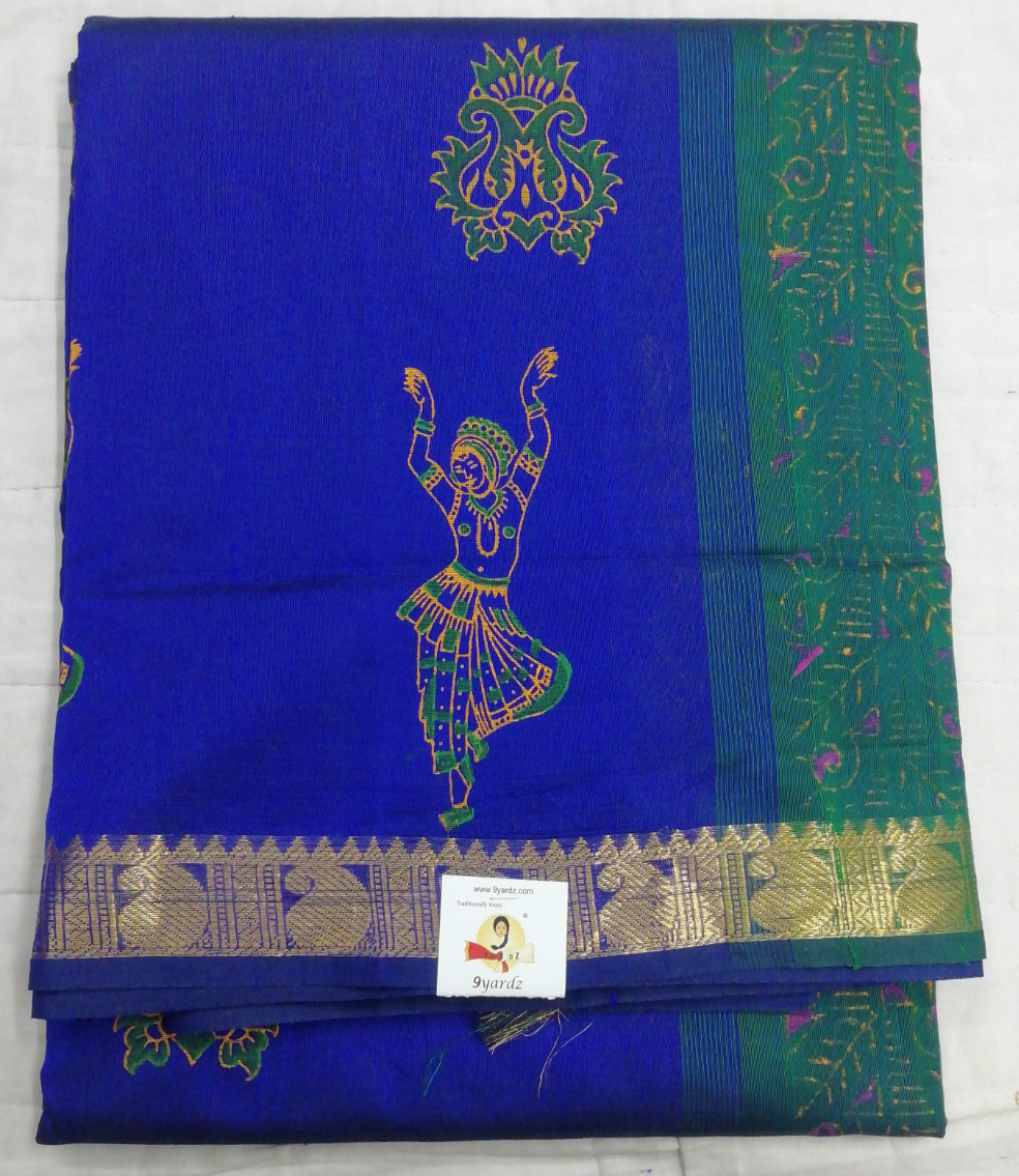 Pure silk cotton, reverse printed pallu- 10yards madisar