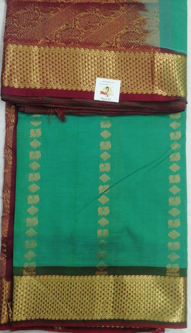 Pure silk cotton- Reverse Pallu- Semi Korvai