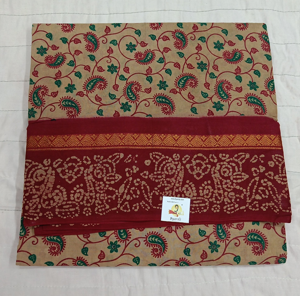 Kalamkari Printed Sungudi 10.5 yards