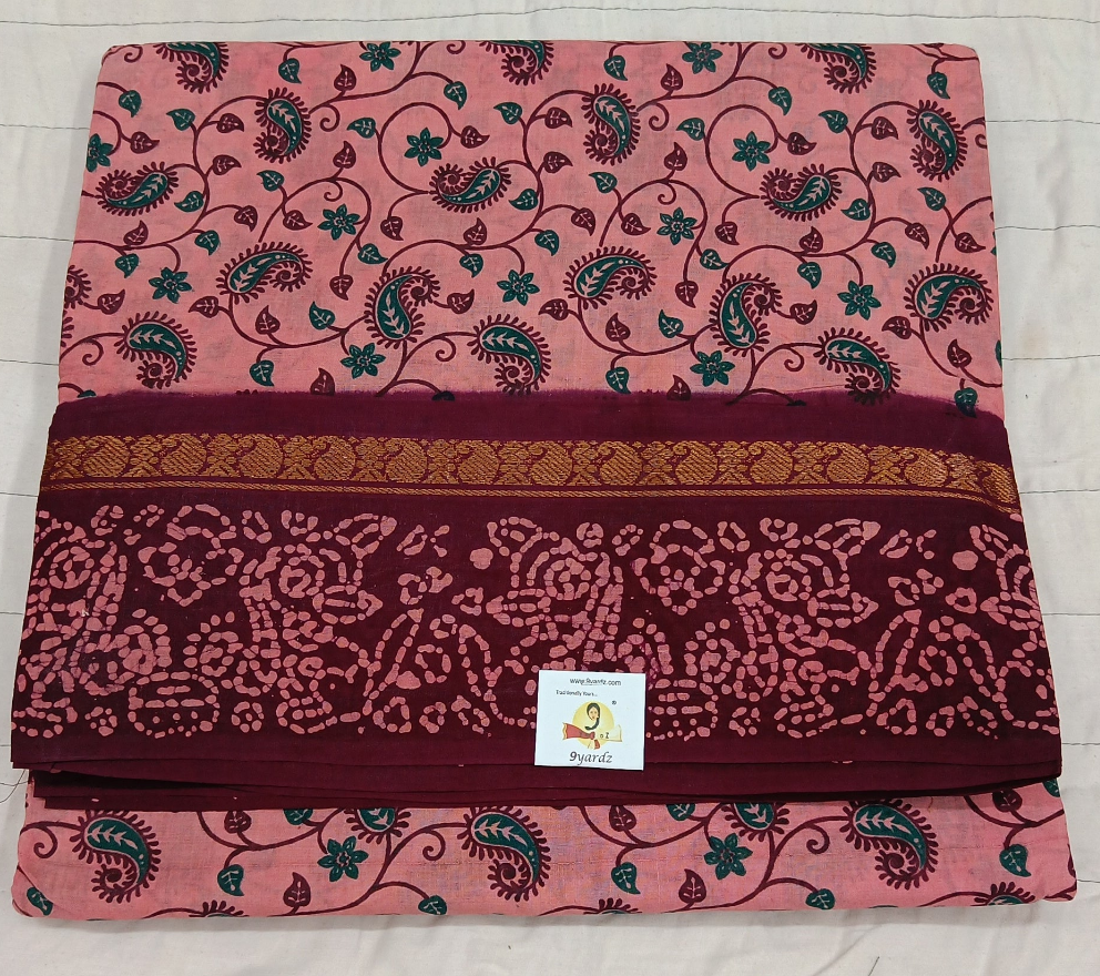 Kalamkari Printed Sungudi 10.5 yards