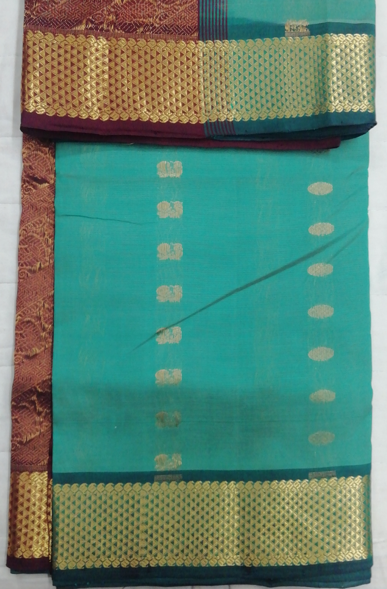 Pure silk cotton- Reverse Pallu- Semi Korvai