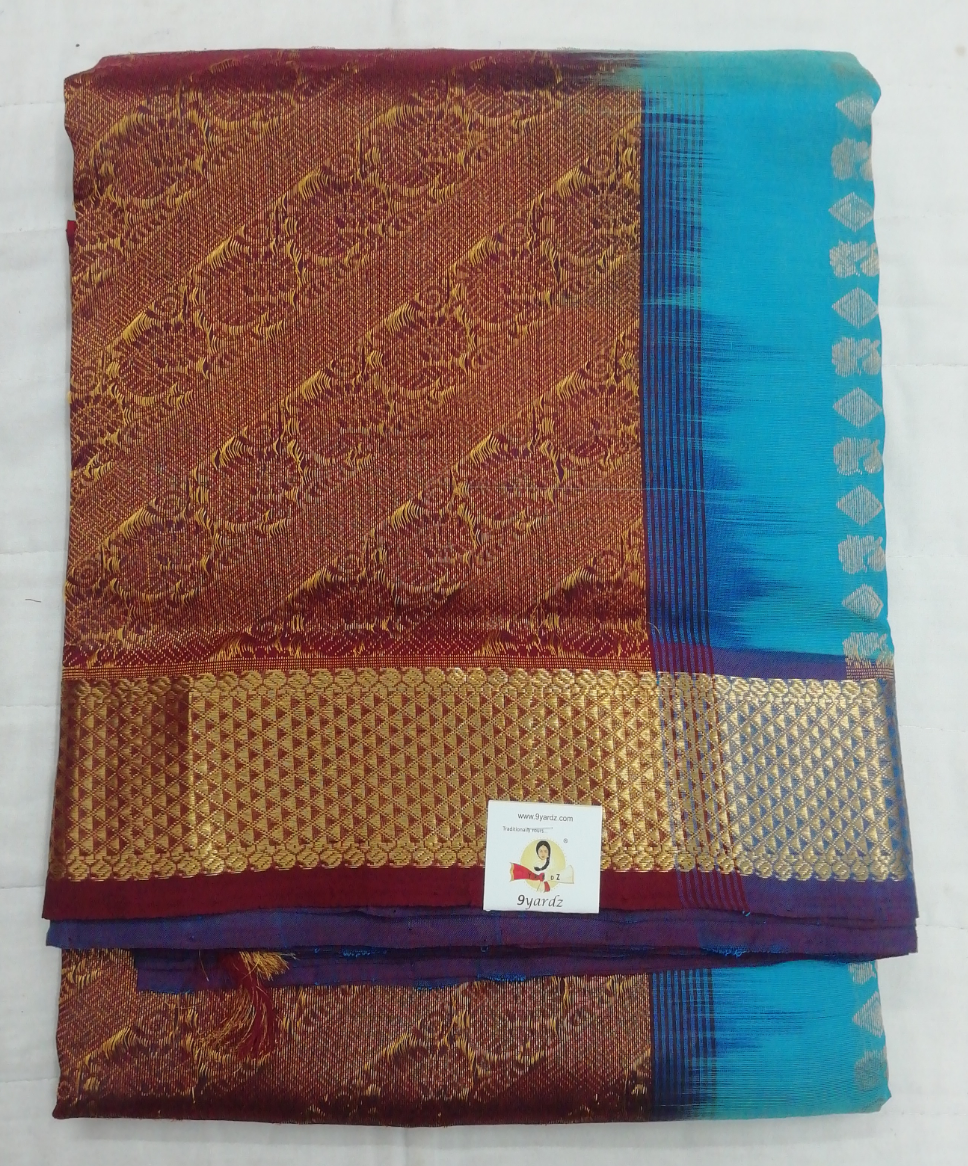 Pure silk cotton- Reverse Pallu- Semi Korvai