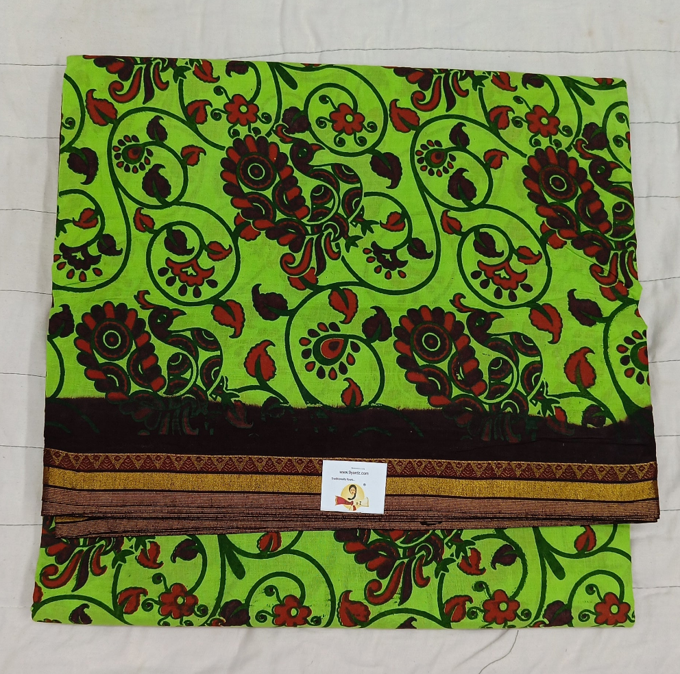 Kalamkari Printed Sungudi 10.5 yards