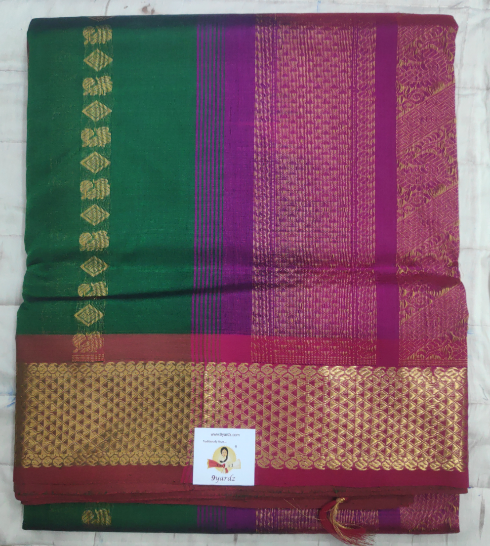 Pure silk cotton- Reverse Pallu- Semi Korvai