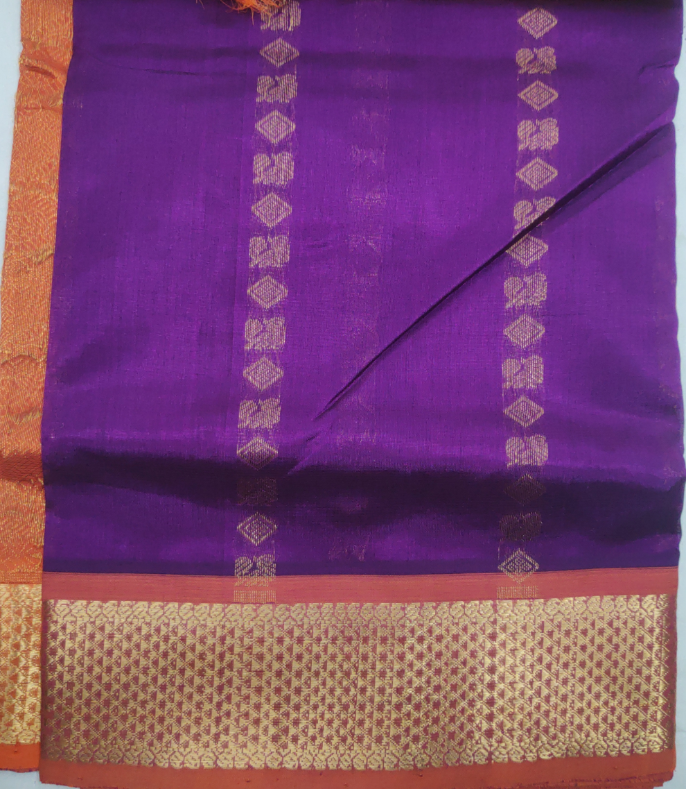 Pure silk cotton- Reverse Pallu- Semi Korvai