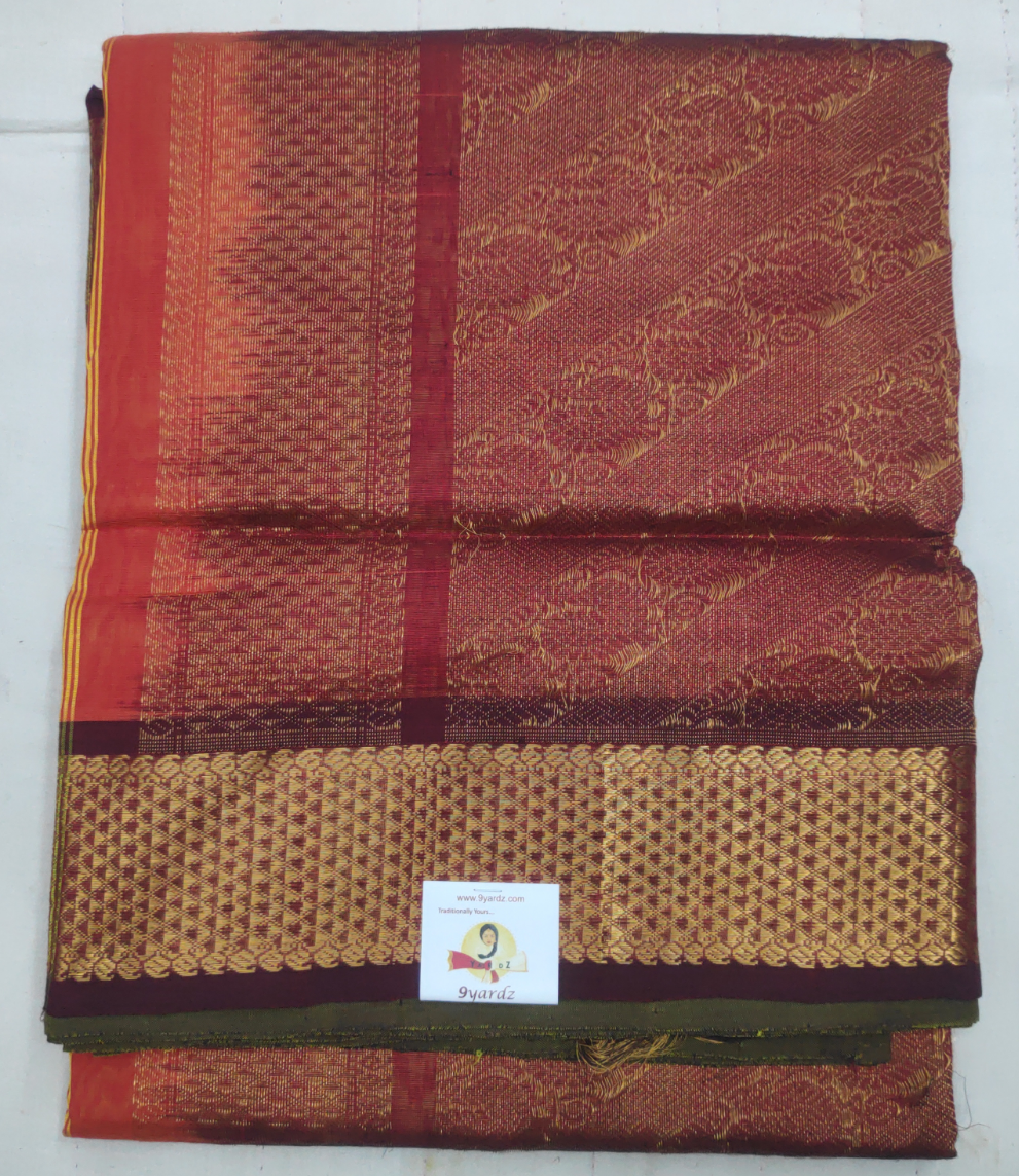 Pure silk cotton- Reverse Pallu- Semi Korvai