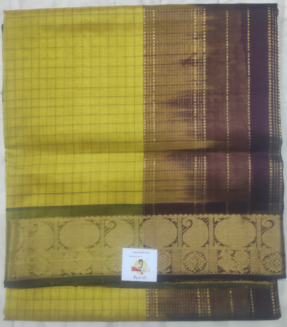 Pure silk cotton zari Check