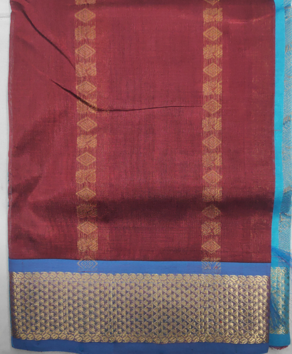 Pure silk cotton- Reverse Pallu- Semi Korvai