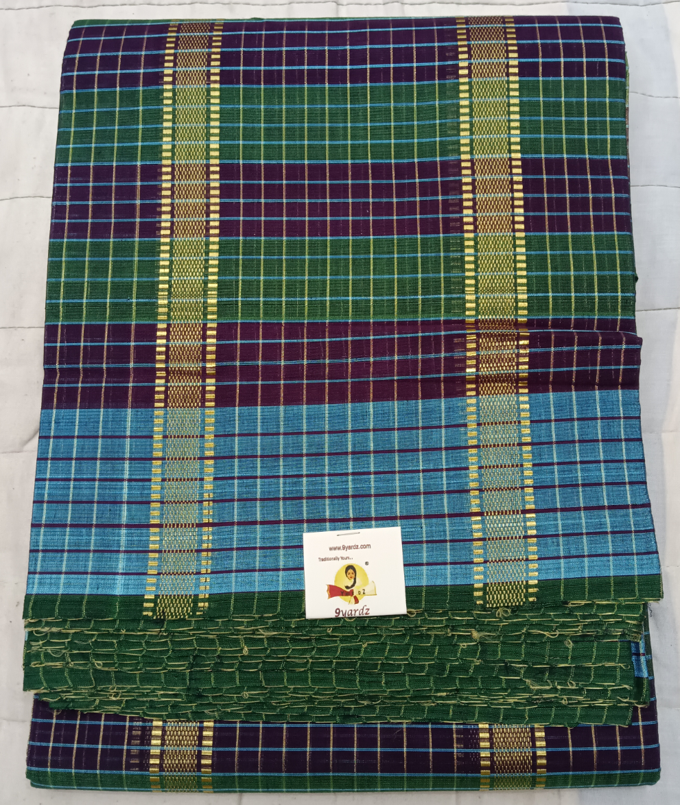 Devendra Small Zari checked  10.5 yards