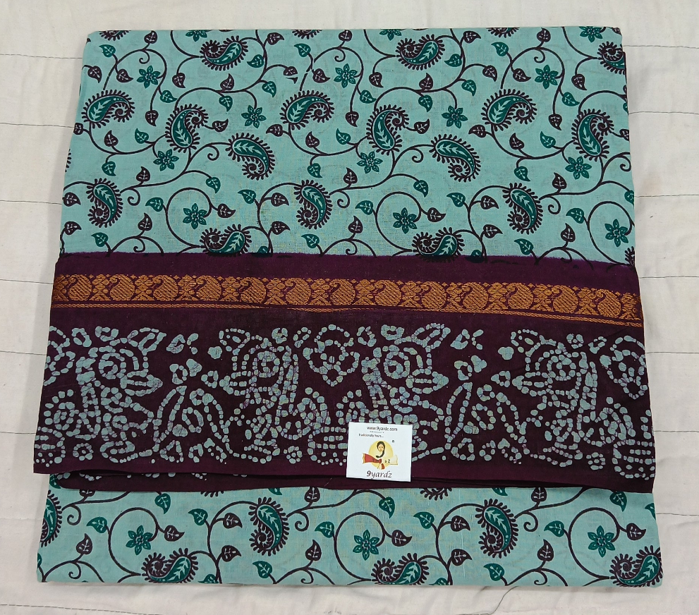 Kalamkari Printed Sungudi 10.5 yards