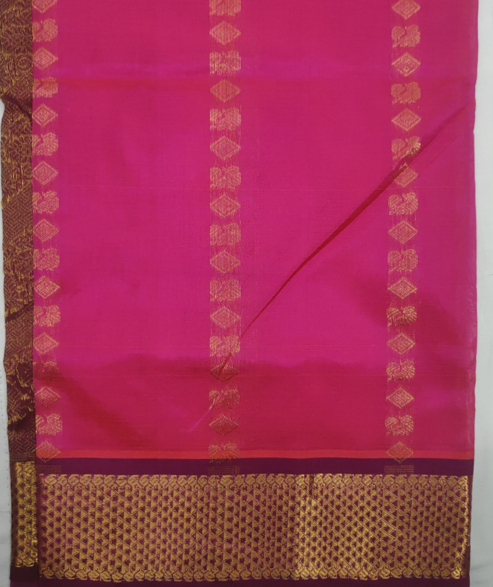 Pure silk cotton- Reverse Pallu- Semi Korvai