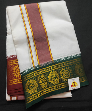 Cotton Dhothi jacquard border 9*5