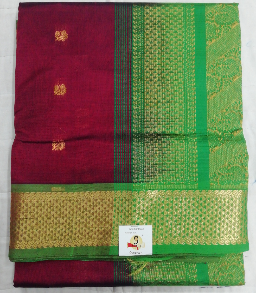Pure silk cotton- Reverse Pallu- Semi Korvai