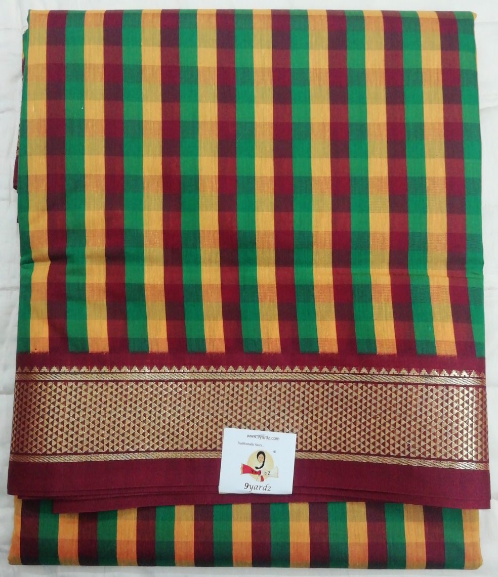 Akshaya cotton Checked 10.25 yards madisar