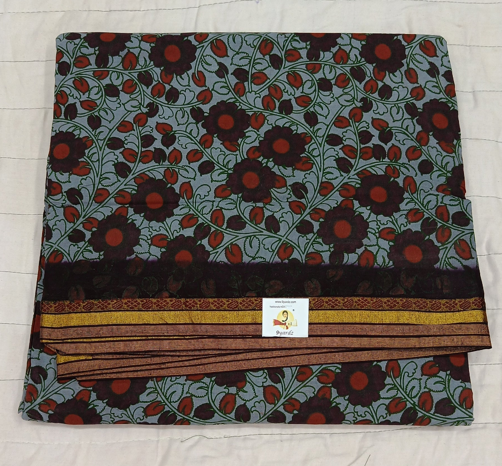Kalamkari Printed Sungudi 10.5 yards