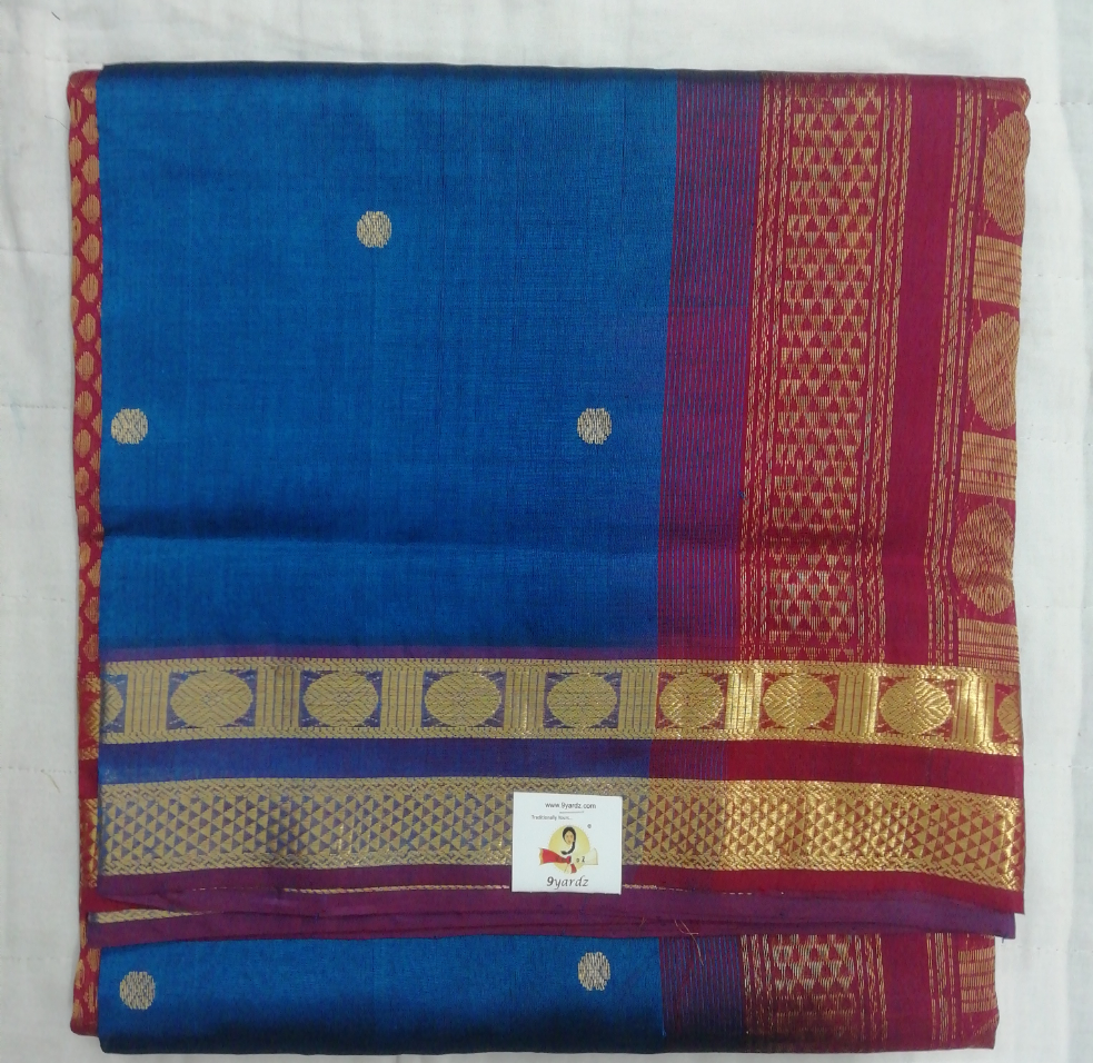 Pure silk cotton, rettai pet with butta-10 yards madisar
