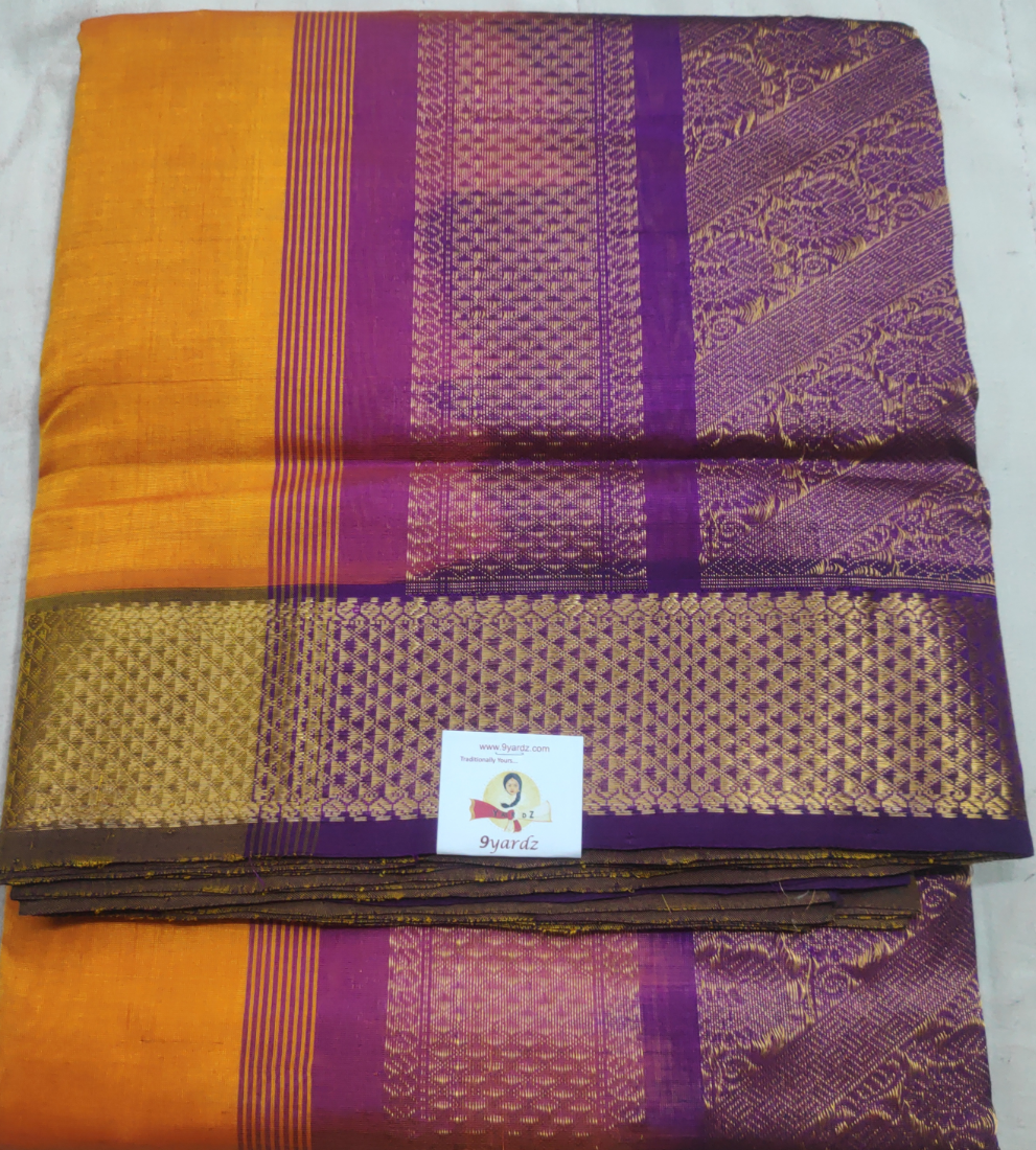 Pure silk cotton- Reverse Pallu- Semi Korvai