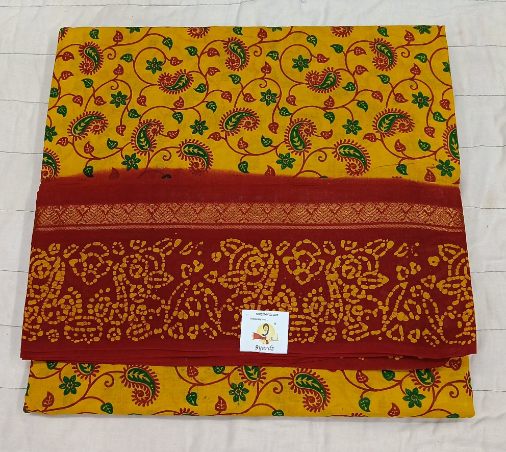 Kalamkari Printed Sungudi 10.5 yards