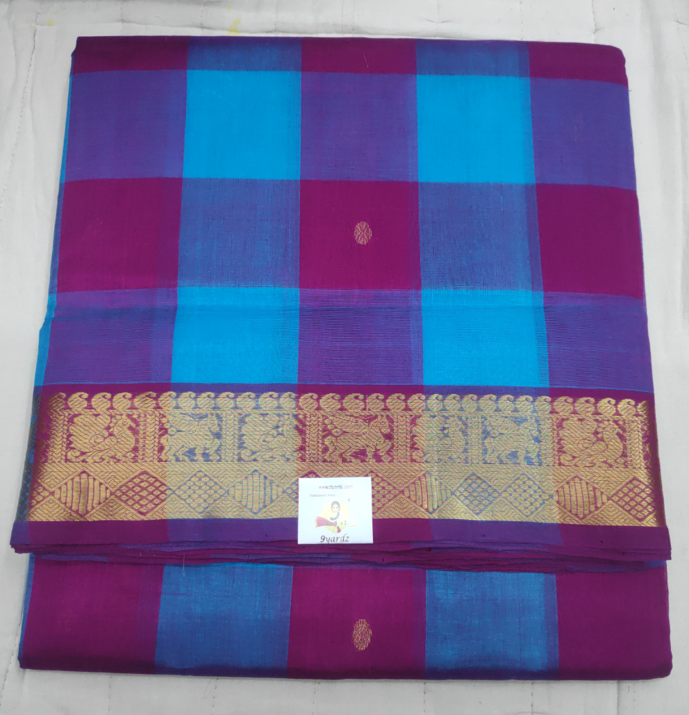 Pure silk cotton- pazhum pazhamum kattam with butta, 10yards (madisar)