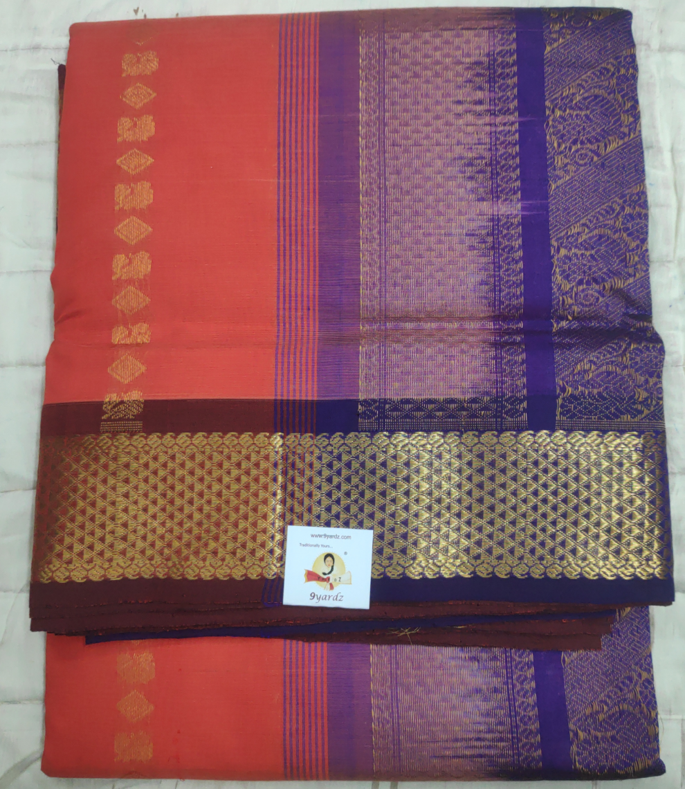Pure silk cotton- Reverse Pallu- Semi Korvai