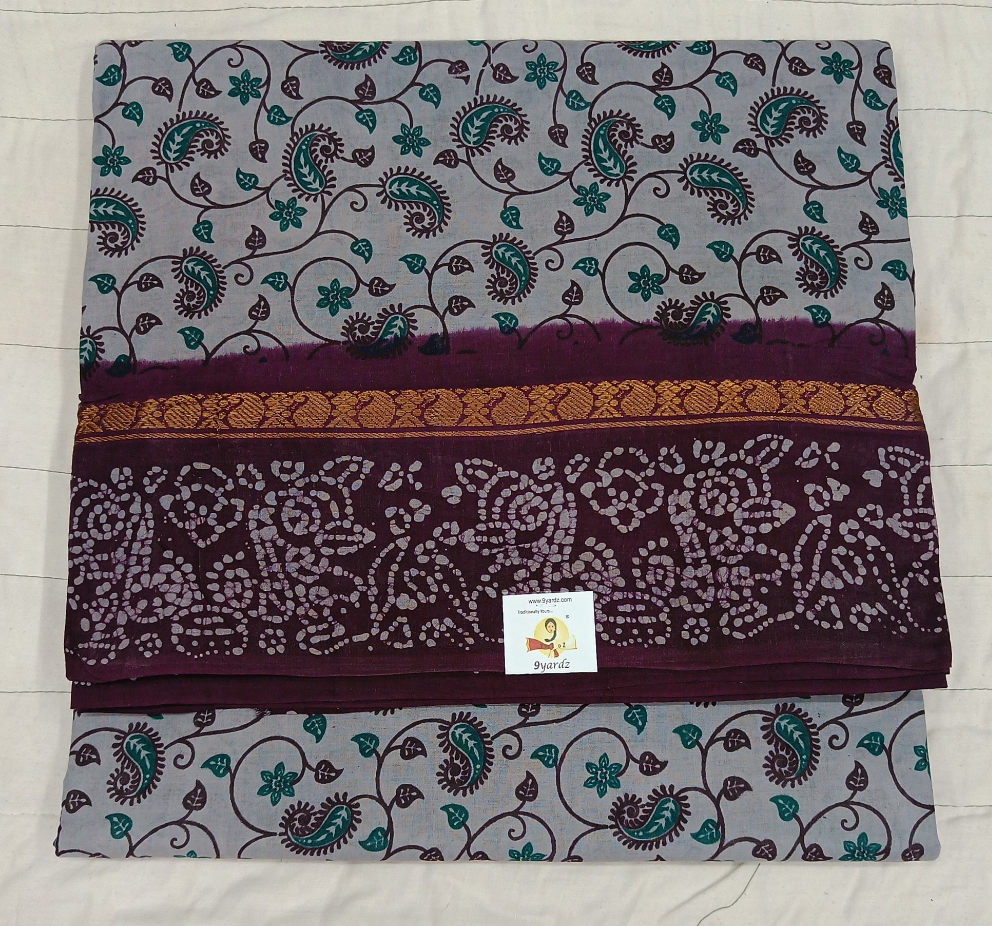 Kalamkari Printed Sungudi 10.5 yards