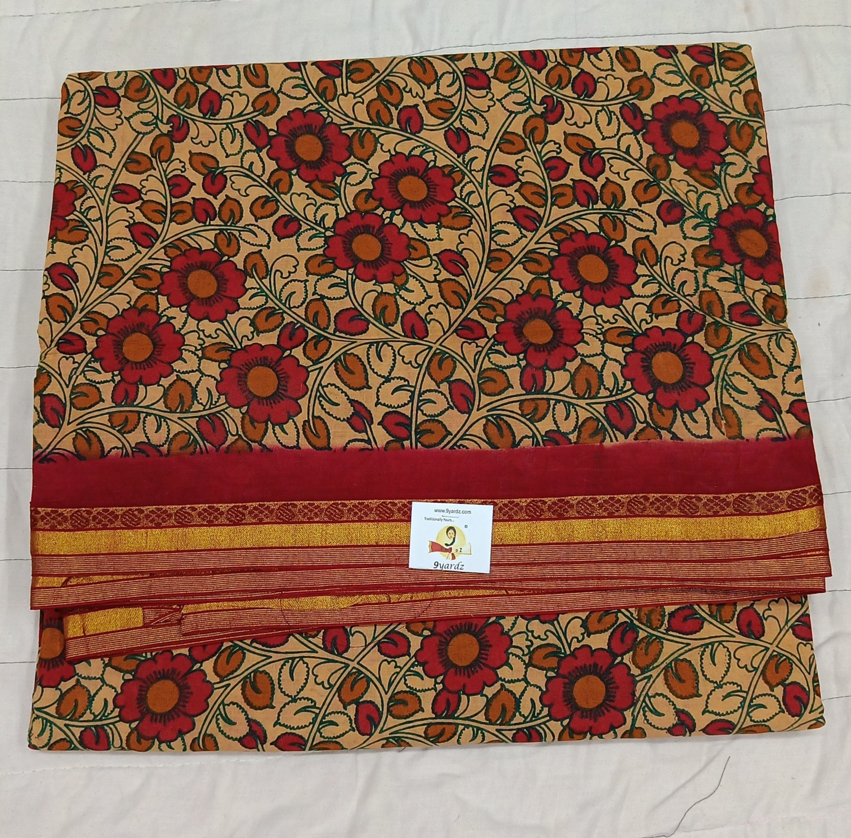 Kalamkari Printed Sungudi 10.5 yards