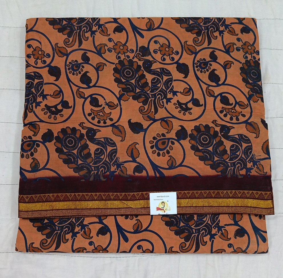 Kalamkari printed Sungudi 10.5 yards