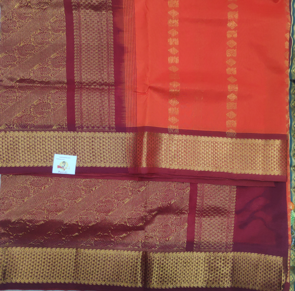 Pure silk cotton- Reverse Pallu- Semi Korvai