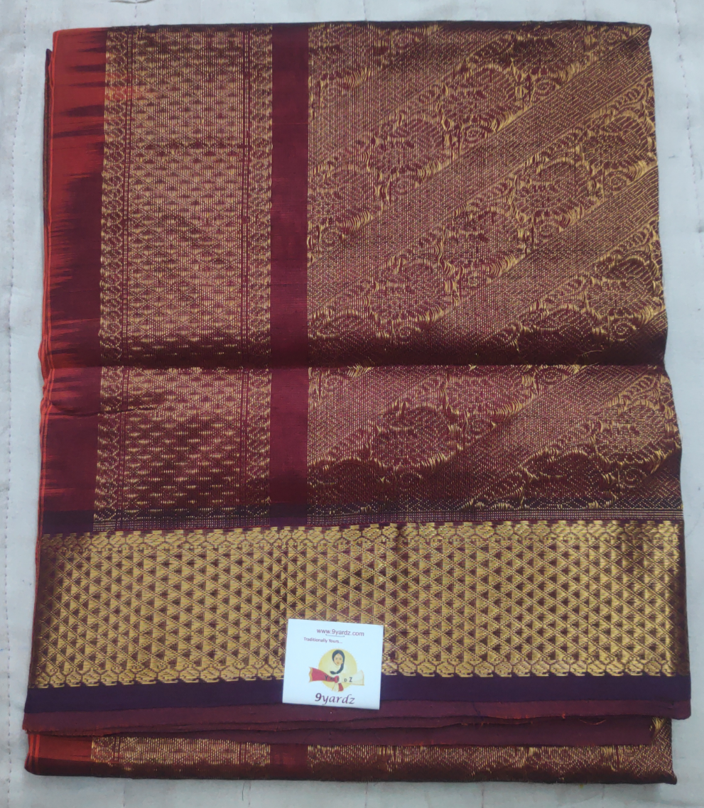 Pure silk cotton- Reverse Pallu- Semi Korvai