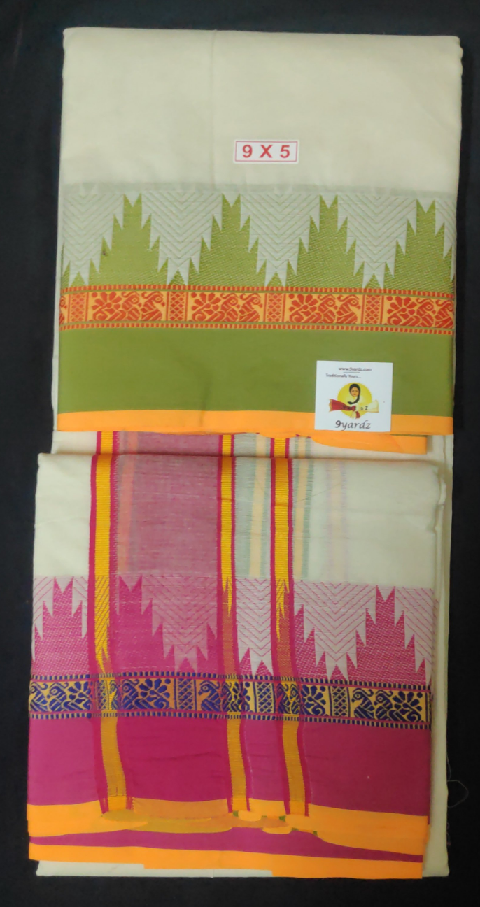 Cotton Dhothi jacquard border 9*5