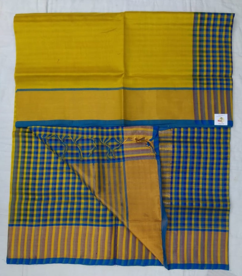 Pure silk cotton- checked pallu