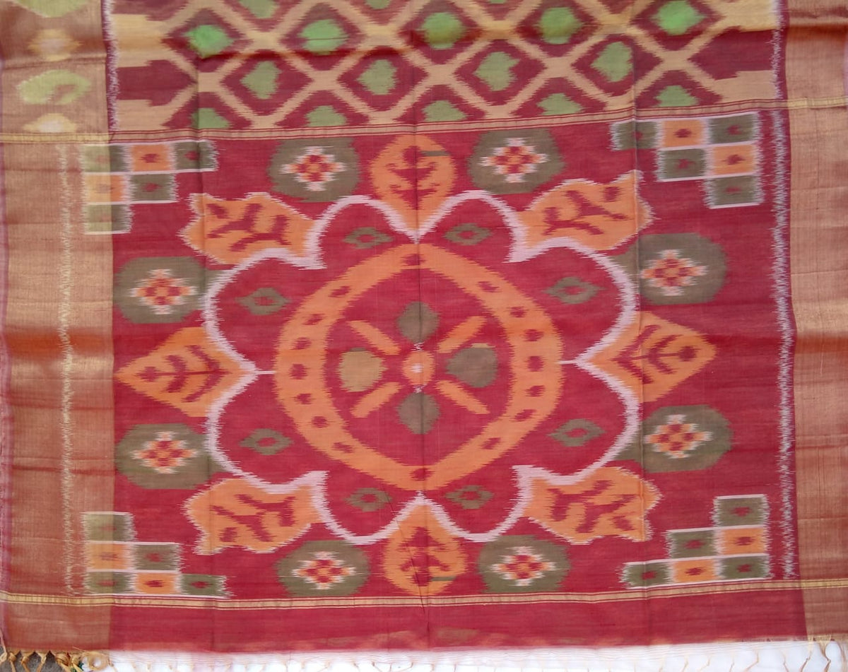 Kora silk cotton- Pochampalli/ikkat