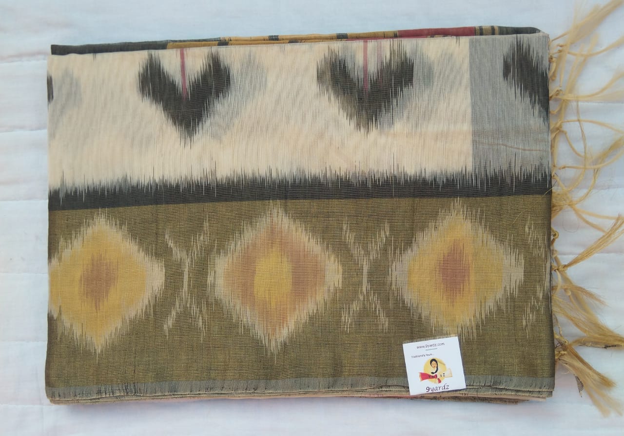 Kora silk cotton- Pochampalli/ikkat