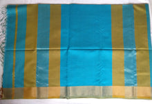 Load image into Gallery viewer, Maheshwari Silk Cotton- greenish blue checked