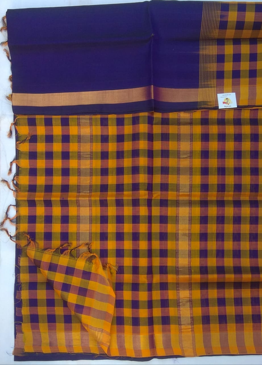 Checked pattern in Pallu- Andhra Silk Cotton 6 yards