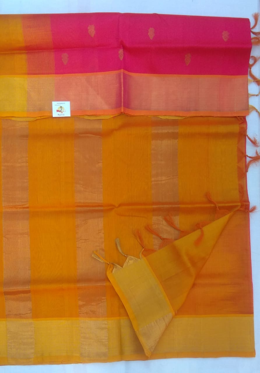 Butta in body with kadi jari border- Andhra Silk Cotton 6 yards