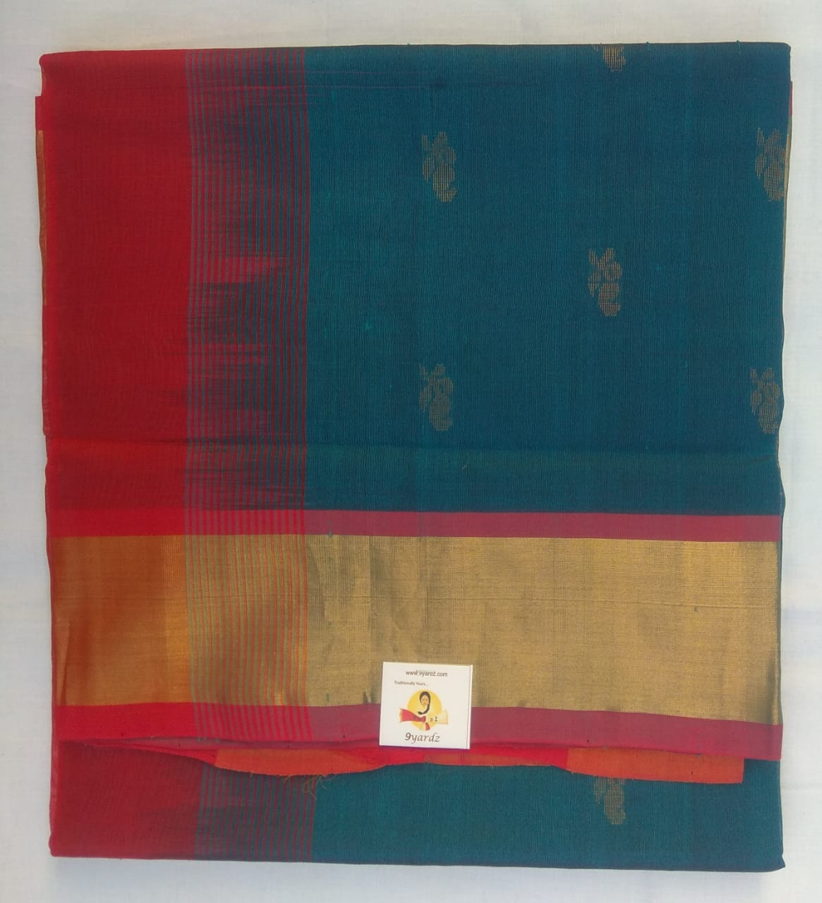Butta in body with kadi jari border- Andhra Silk Cotton 6 yards
