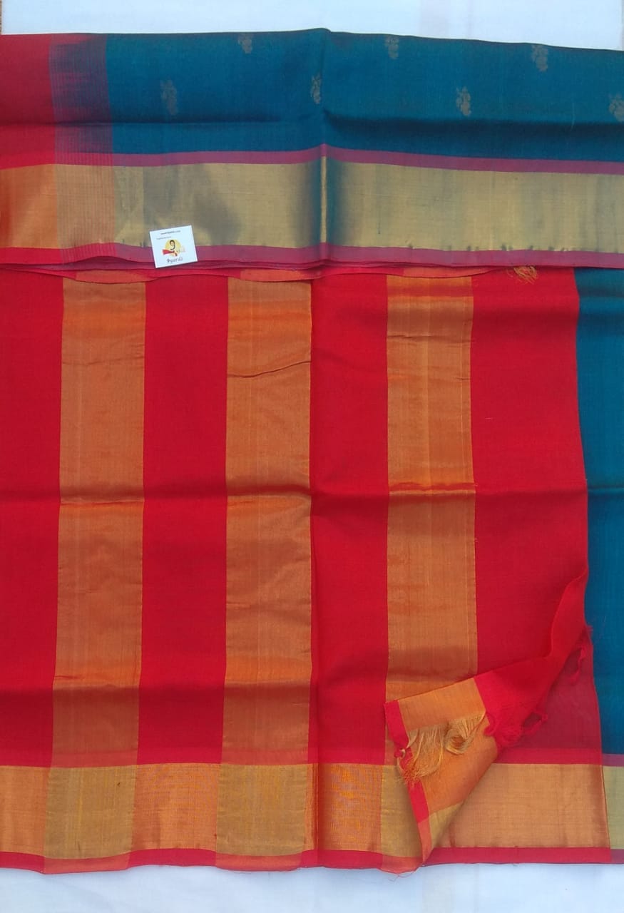 Butta in body with kadi jari border- Andhra Silk Cotton 6 yards