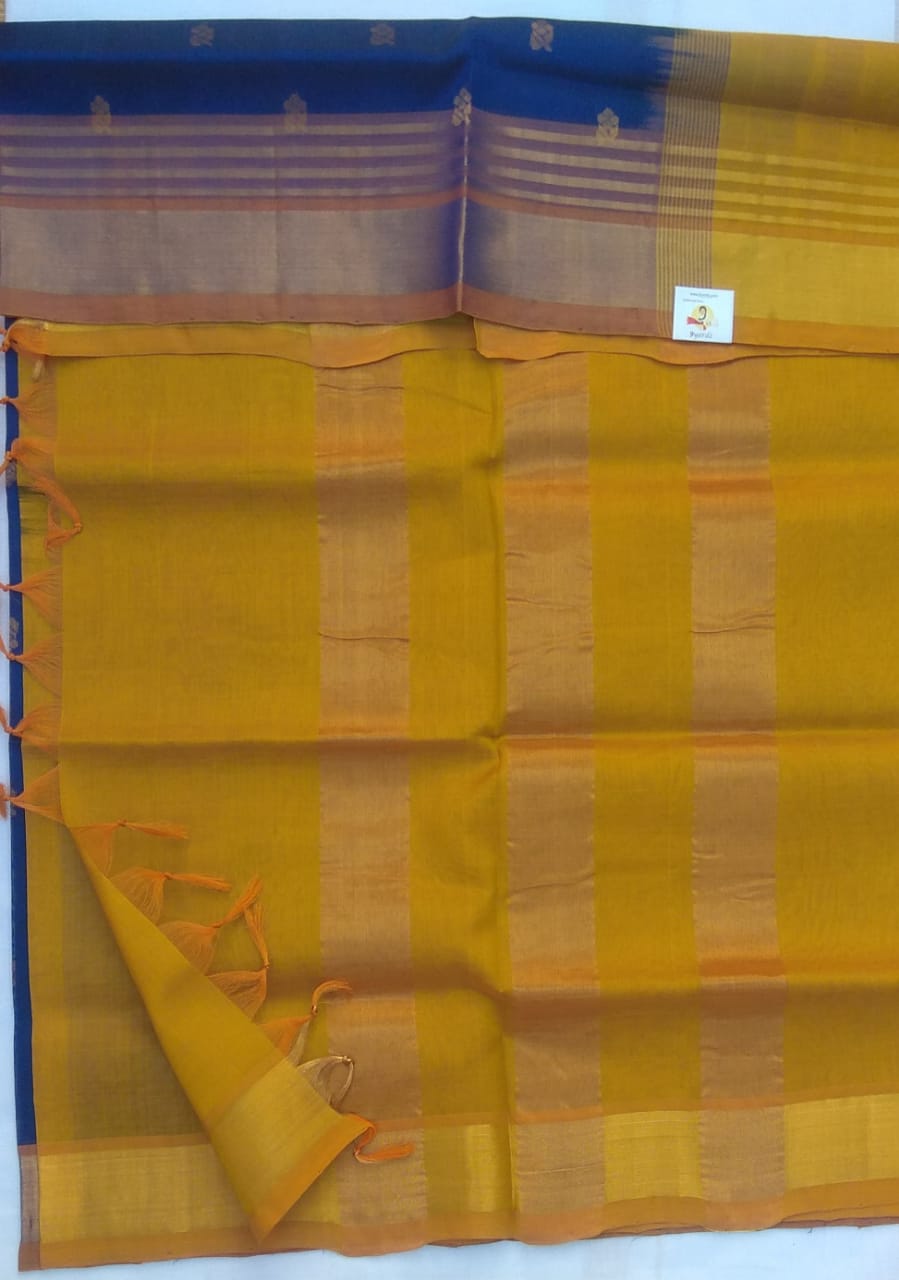Butta in body with kadi jari border- Andhra Silk Cotton 6 yards