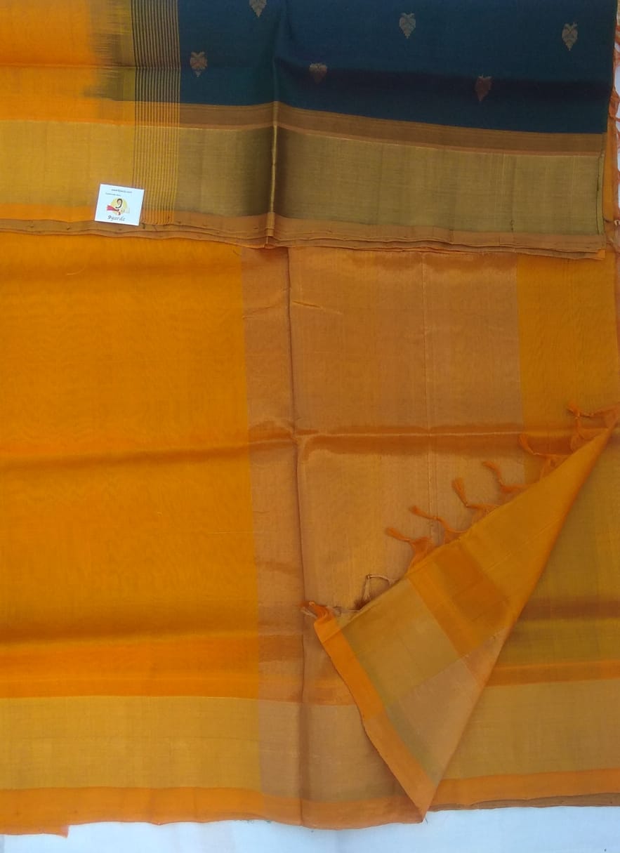 Butta in body with kadi jari border- Andhra Silk Cotton 6 yards