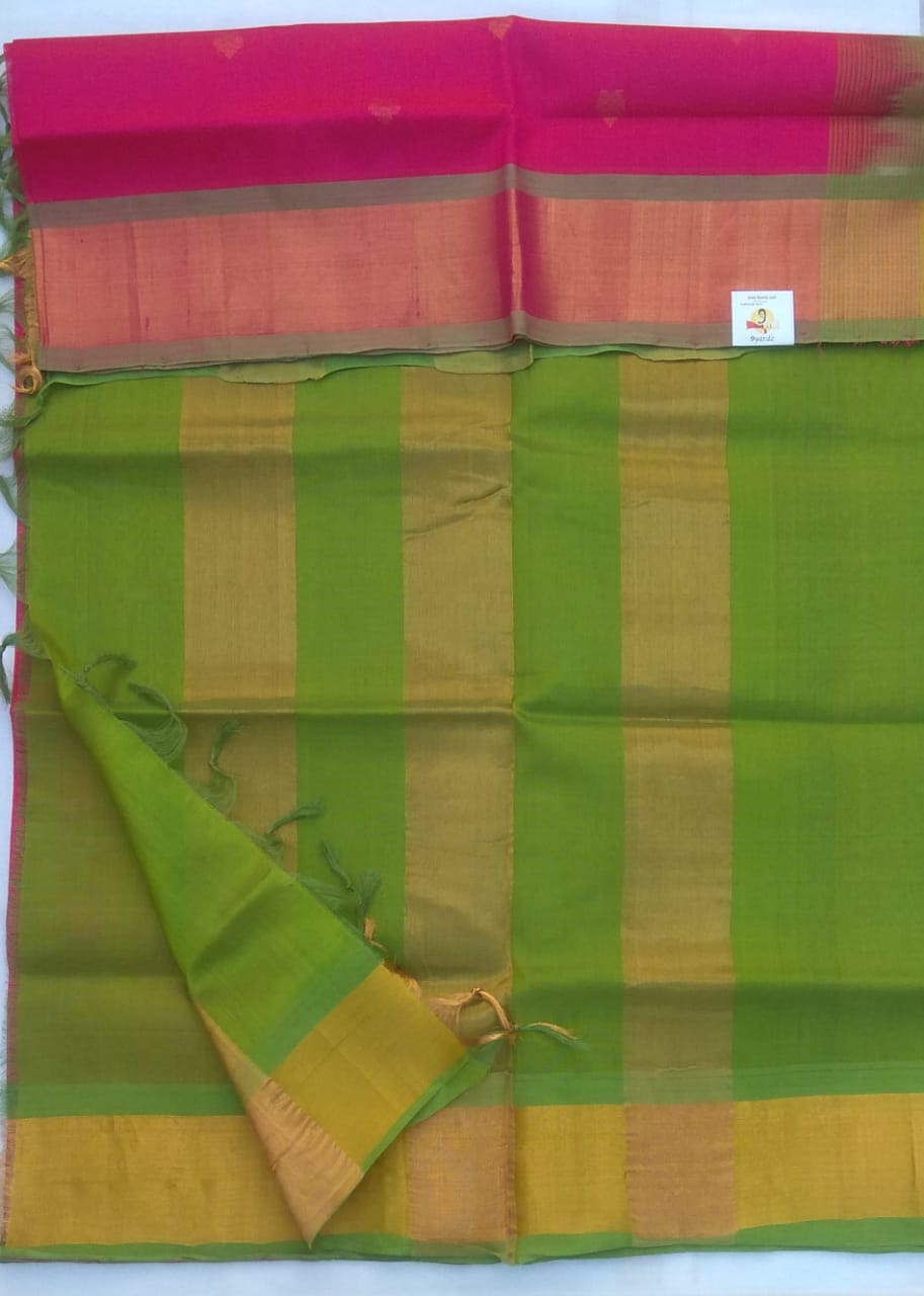 Butta in body with kadi jari border- Andhra Silk Cotton 6 yards