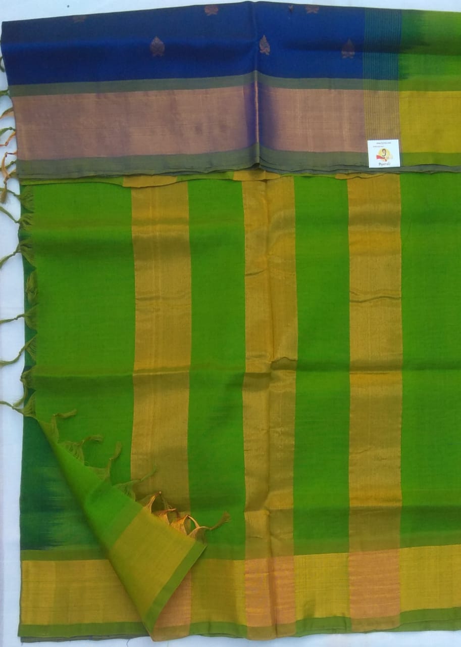 Butta in body with kadi jari border- Andhra Silk Cotton 6 yards