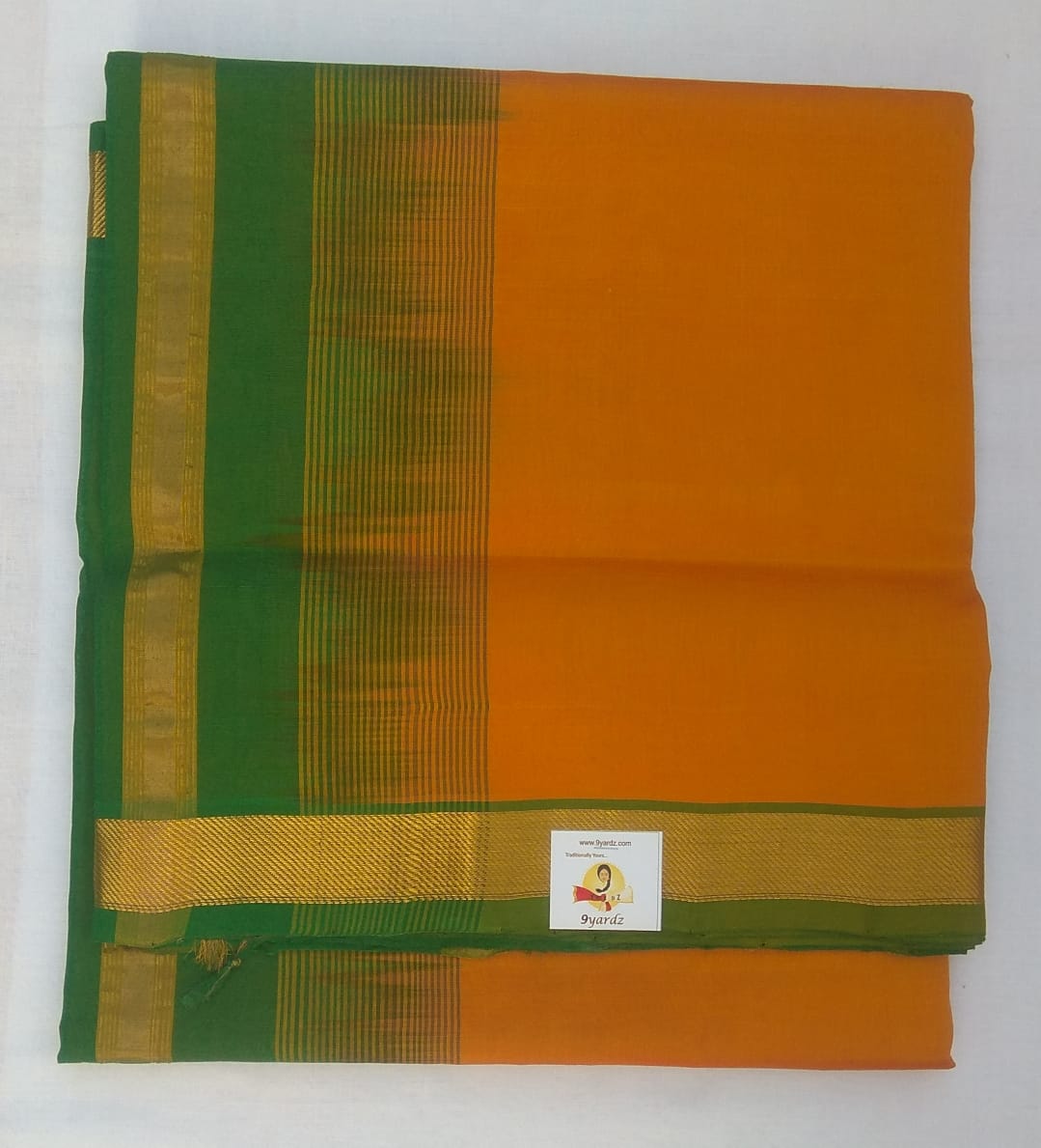 Plain body with single box jari border- Andhra Silk Cotton 6 yards