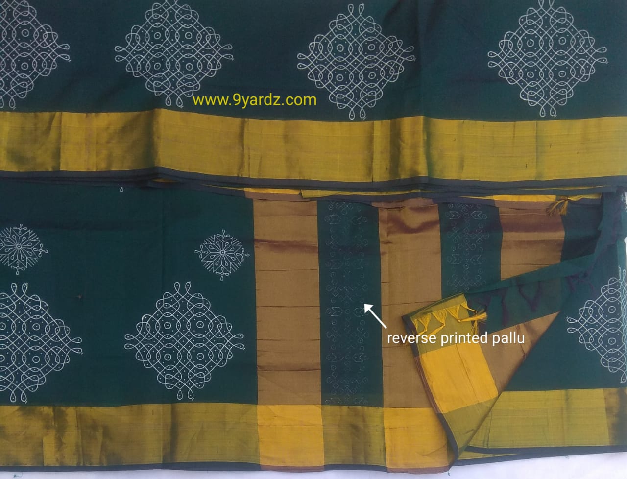 Pure silk cotton, reverse printed pallu- 11 yards madisar