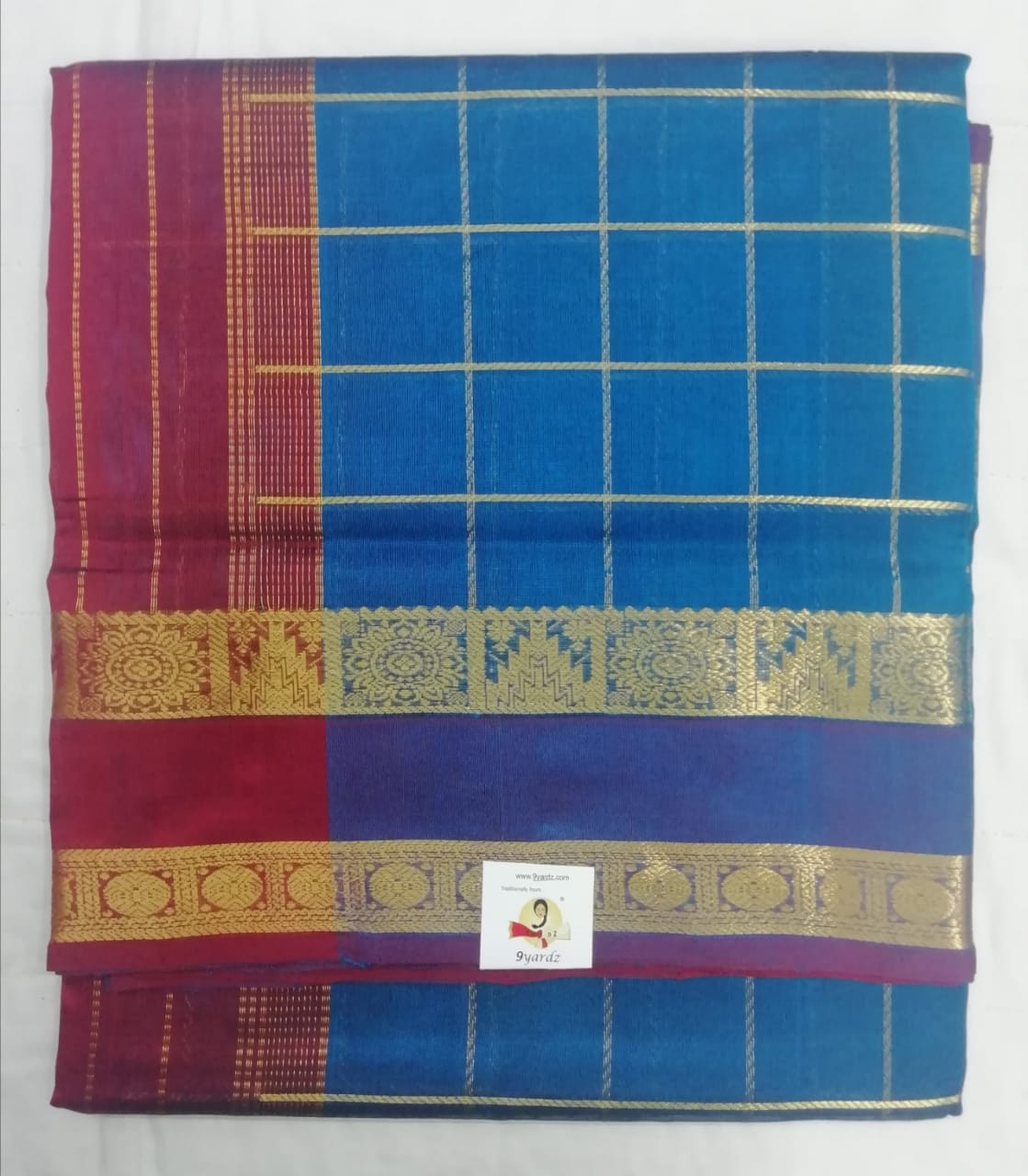 Pure silk cotton zari Check