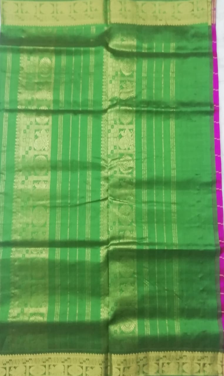 Pure silk cotton zari Check
