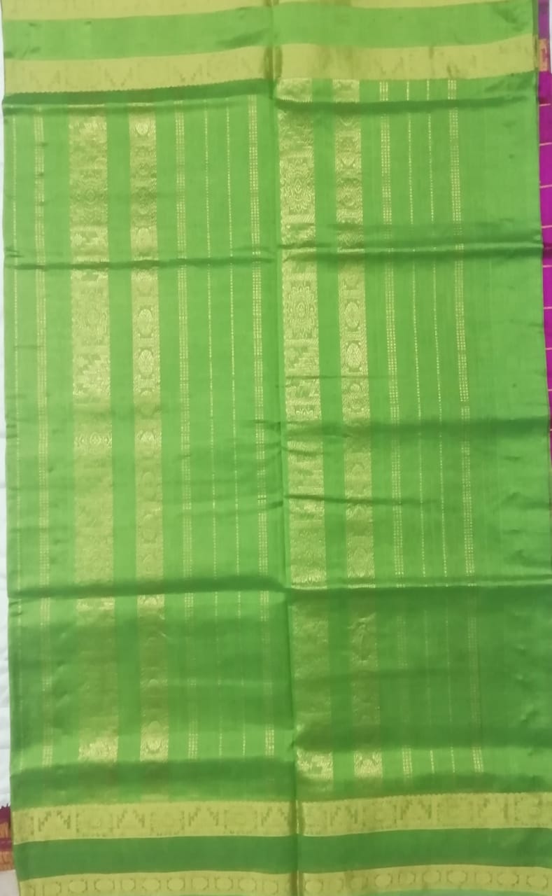 Pure silk cotton zari Check