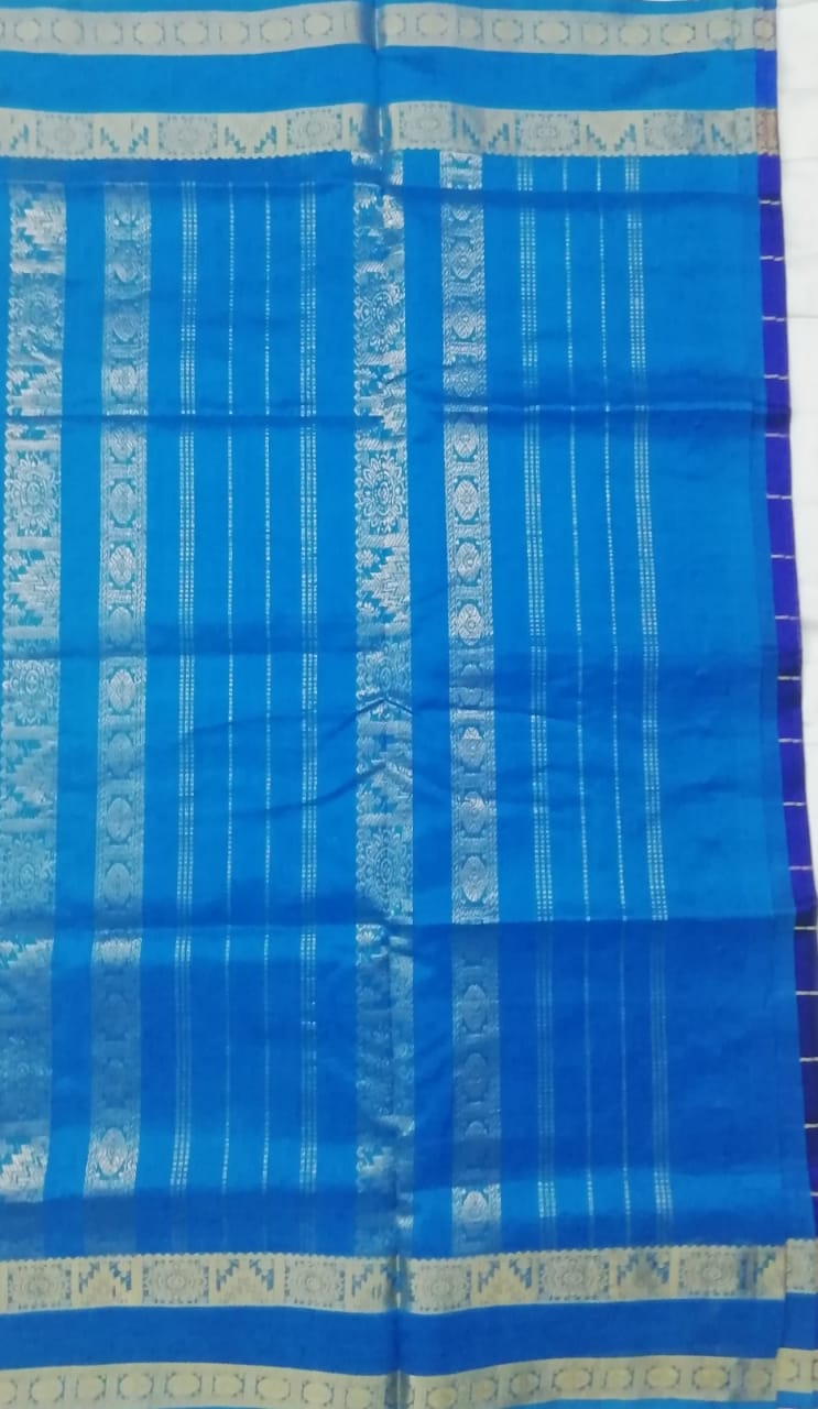 Pure silk cotton zari Check