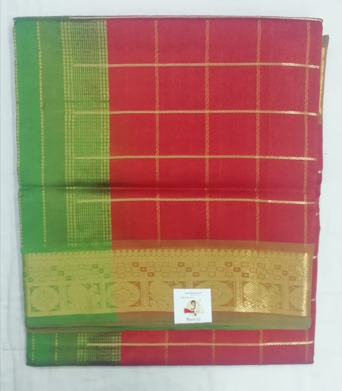 Pure silk cotton zari Check