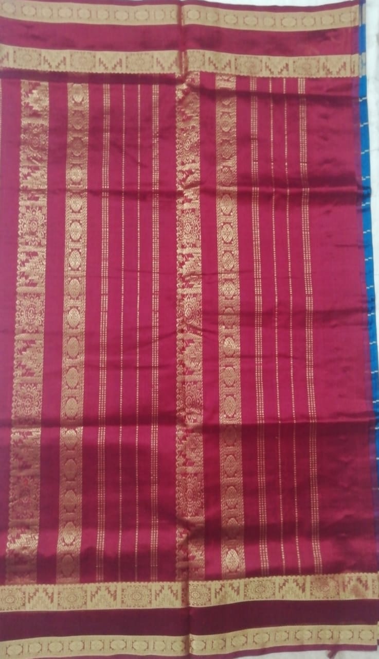 Pure silk cotton zari Check
